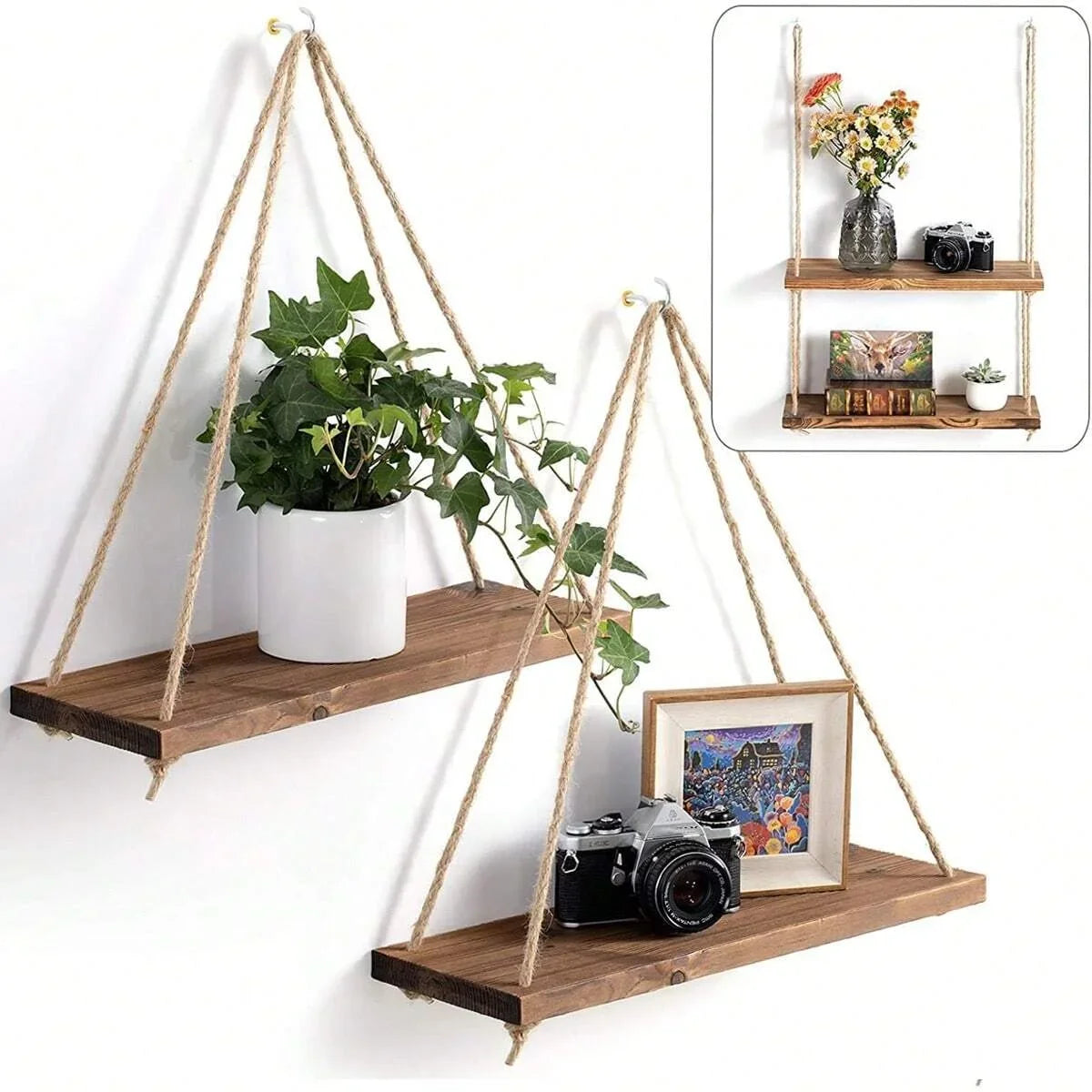 Wooden Swing Wall Hanging Decor | Rustic and Vintage Home Decoration