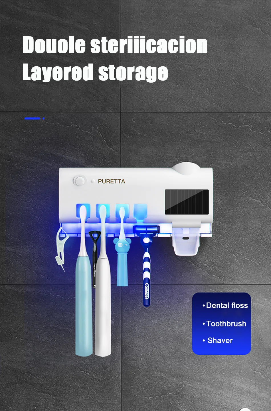 Automatic Toothpaste Dispenser with UV Sterilizer | Wall-Mounted Toothbrush Holder