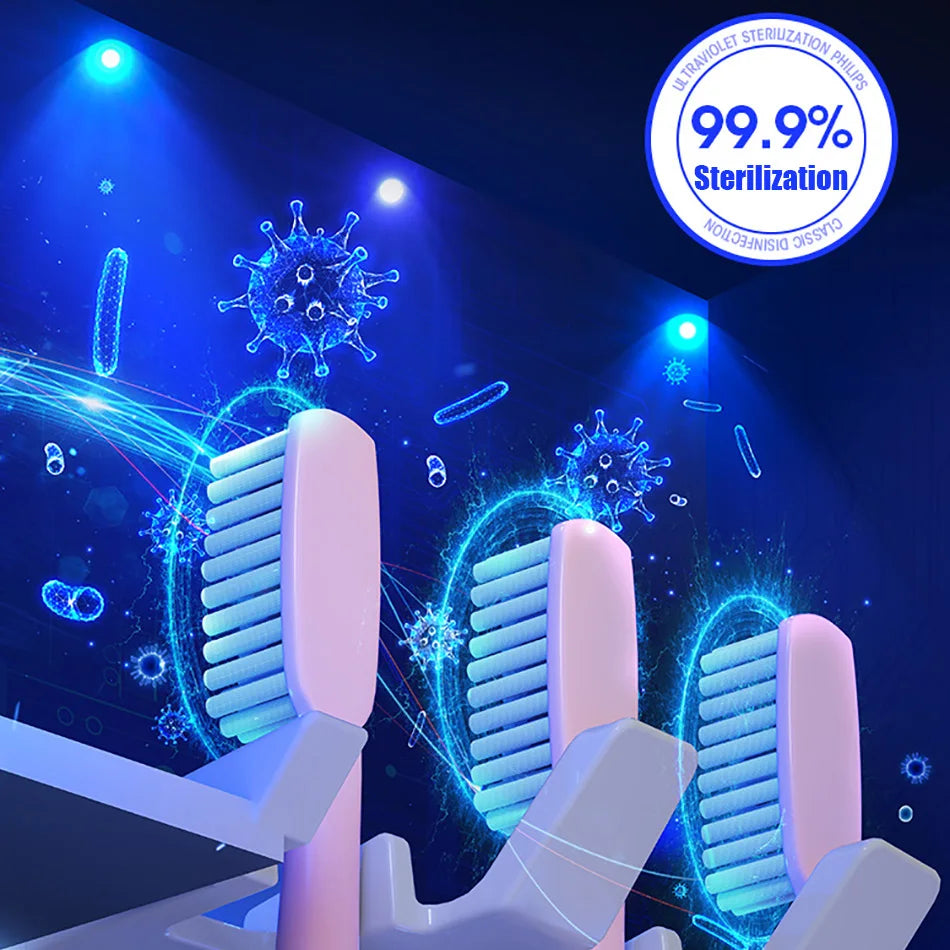 Automatic Toothpaste Dispenser with UV Sterilizer | Wall-Mounted Toothbrush Holder