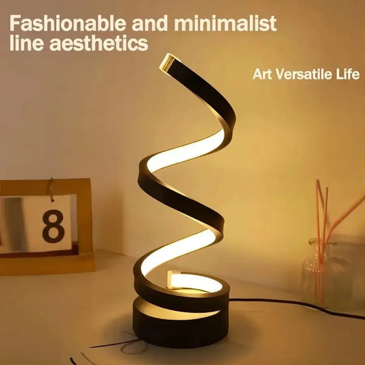 Modern Dimmable Spiral LED Table Lamp | Adjustable Brightness Night Light