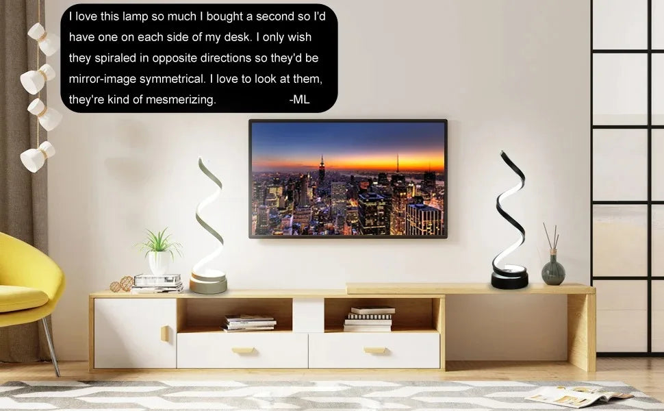 Modern Dimmable Spiral LED Table Lamp | Adjustable Brightness Night Light