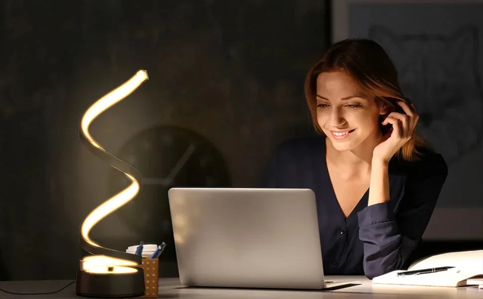 Modern Dimmable Spiral LED Table Lamp | Adjustable Brightness Night Light