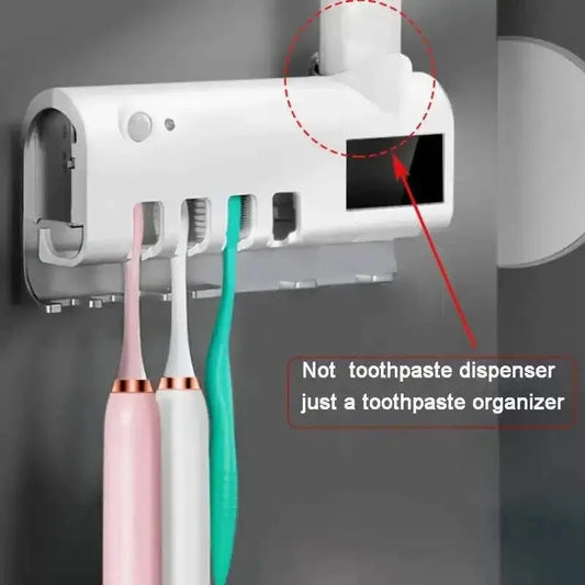 Wall-Mounted Toothbrush Holder with UV Sterilizer | Keeps Brushes Clean and Dry