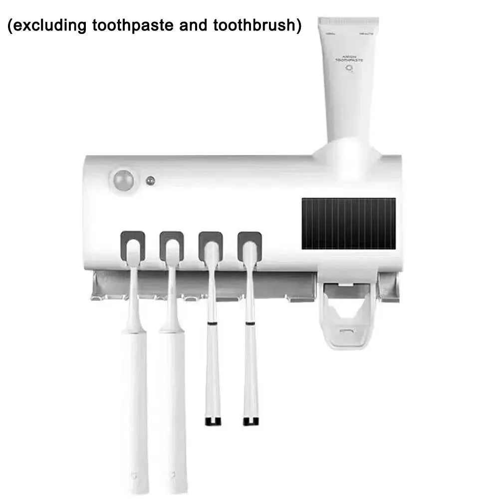 Wall-Mounted Toothbrush Holder with UV Sterilizer | Keeps Brushes Clean and Dry