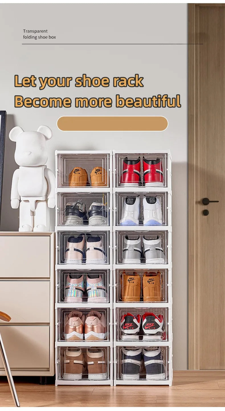 Stackable, Dust-Proof Shoe Box | Space-Saving Transparent Organizer for Shoes