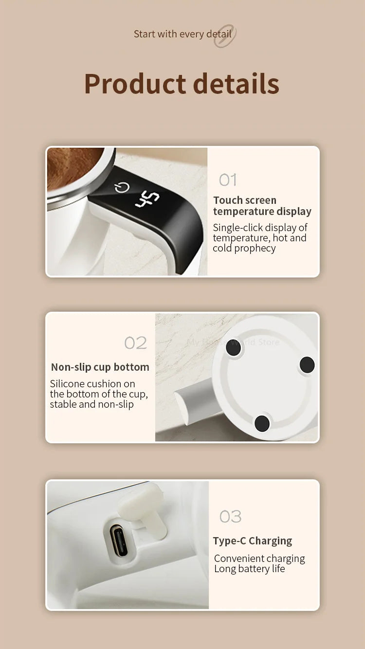 Self-Stirring Magnetic Cup | Automatic Mixing Mug for Hot Drinks