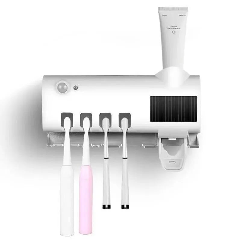 Wall-Mounted Toothbrush Holder with UV Sterilizer | Keeps Brushes Clean and Dry