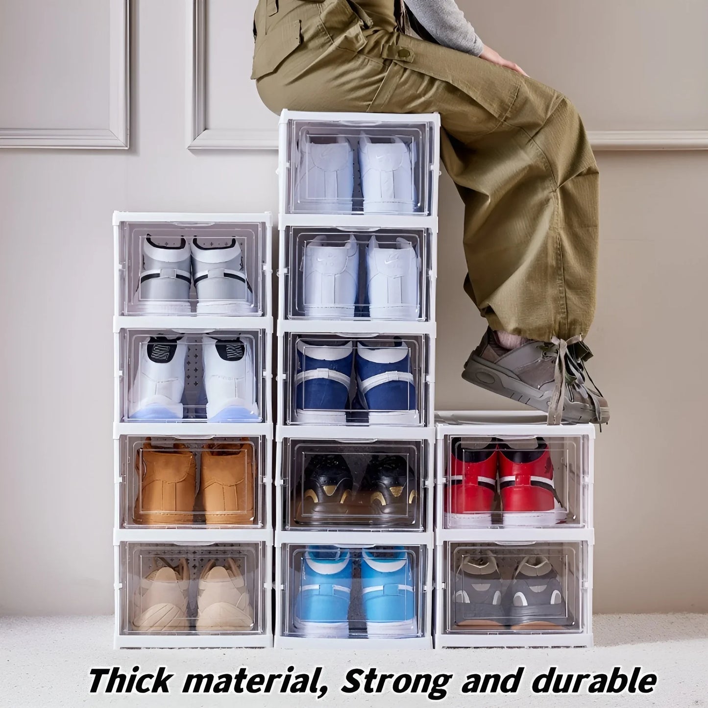 Stackable, Dust-Proof Shoe Box | Space-Saving Transparent Organizer for Shoes