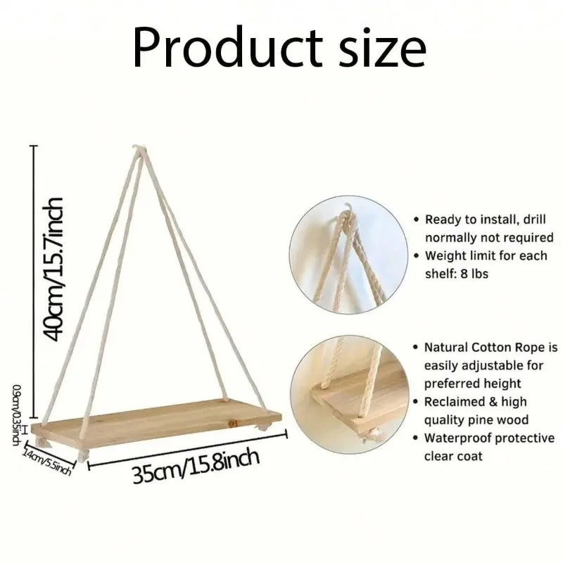 Wooden Swing Wall Hanging Decor | Rustic and Vintage Home Decoration