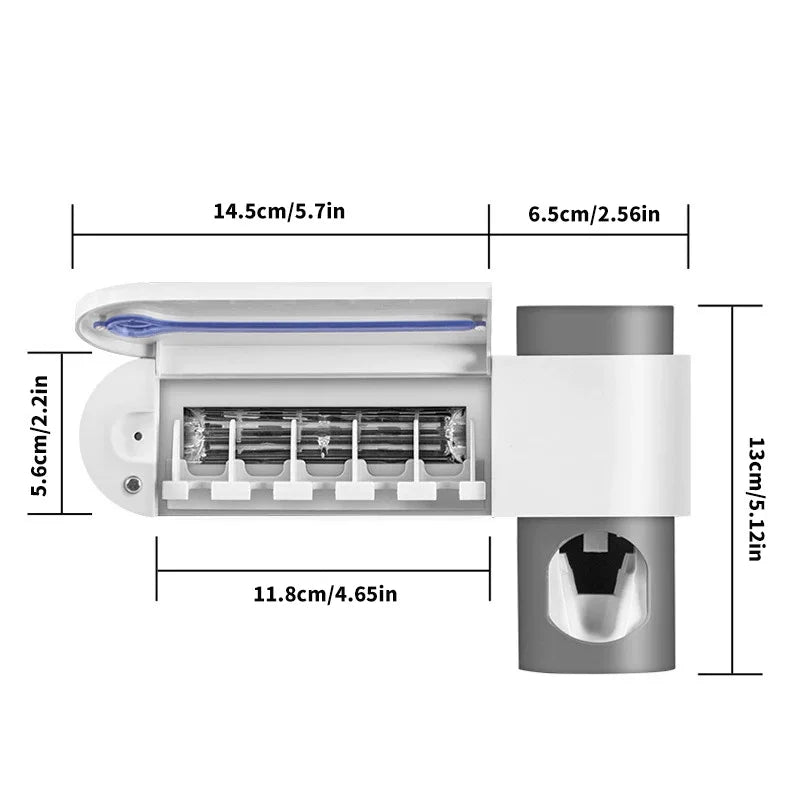 Wall-Mounted Toothbrush Holder with UV Sterilizer | Keeps Brushes Clean and Dry