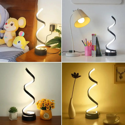 Modern Dimmable Spiral LED Table Lamp | Adjustable Brightness Night Light