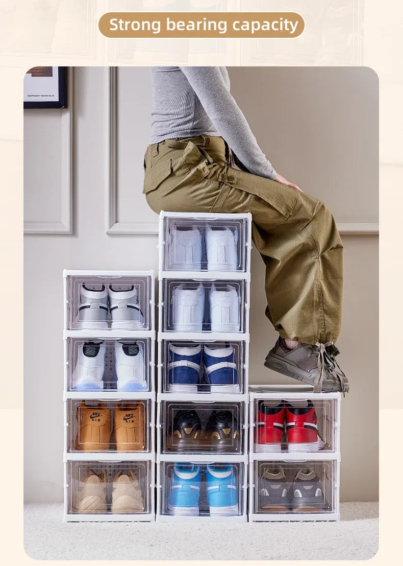 Stackable, Dust-Proof Shoe Box | Space-Saving Transparent Organizer for Shoes