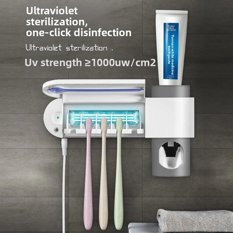 Wall-Mounted Toothbrush Holder with UV Sterilizer | Keeps Brushes Clean and Dry