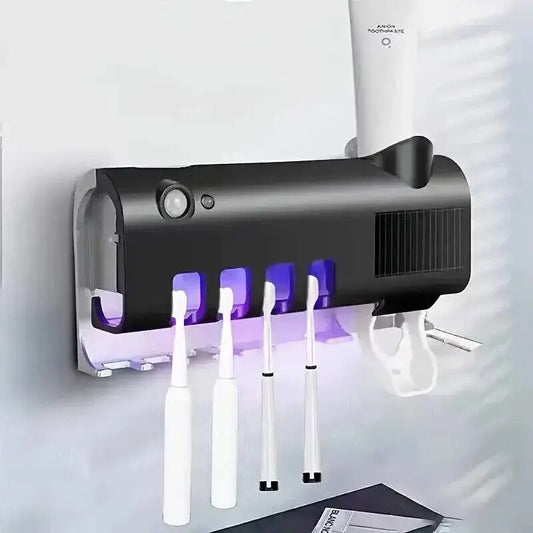Wall-Mounted Toothbrush Holder with UV Sterilizer | Keeps Brushes Clean and Dry