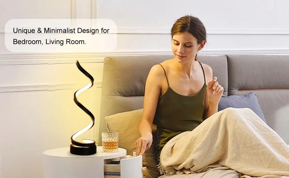 Modern Dimmable Spiral LED Table Lamp | Adjustable Brightness Night Light