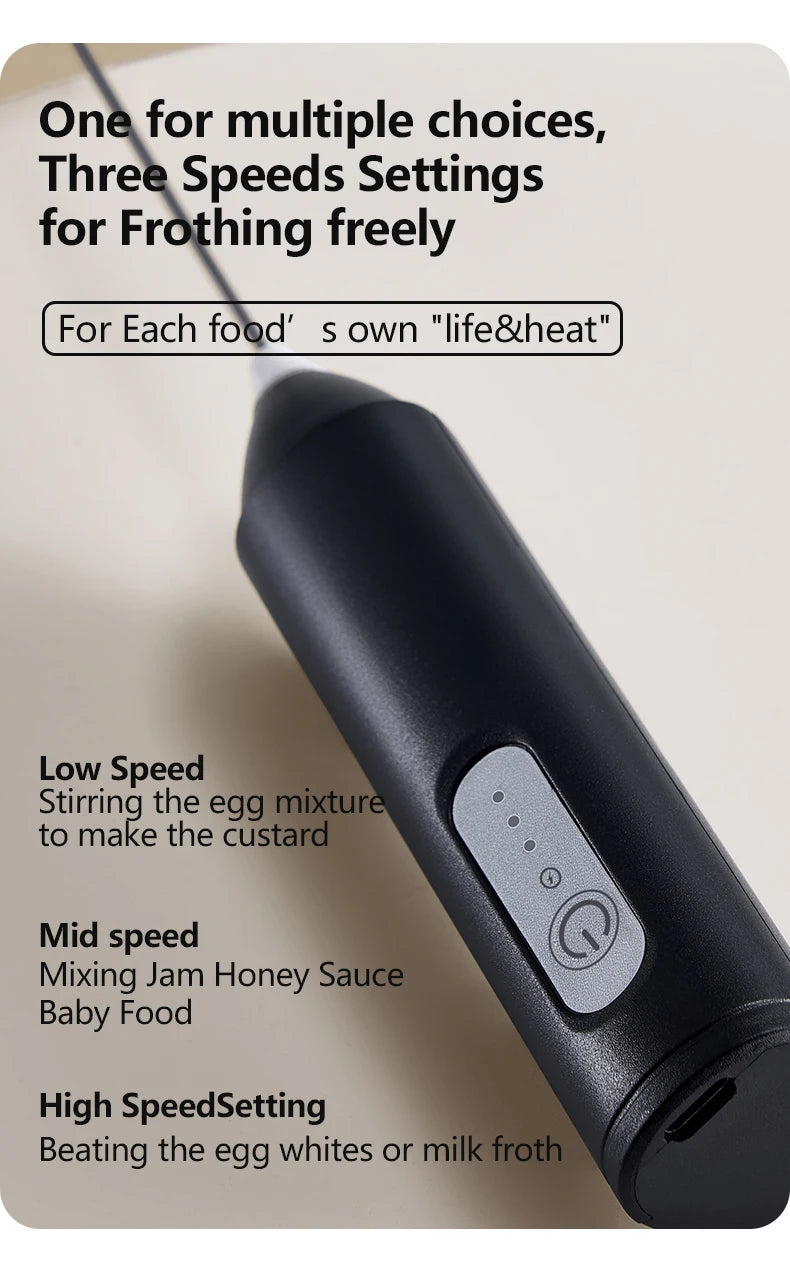 Cordless Electric Hand Mixer | Portable USB Rechargeable Blender for Kitchen