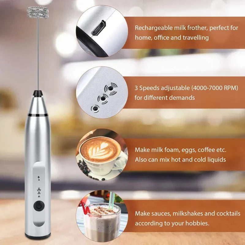 Portable Electric Milk Frother | Handheld Foam Maker for Coffee and Latte