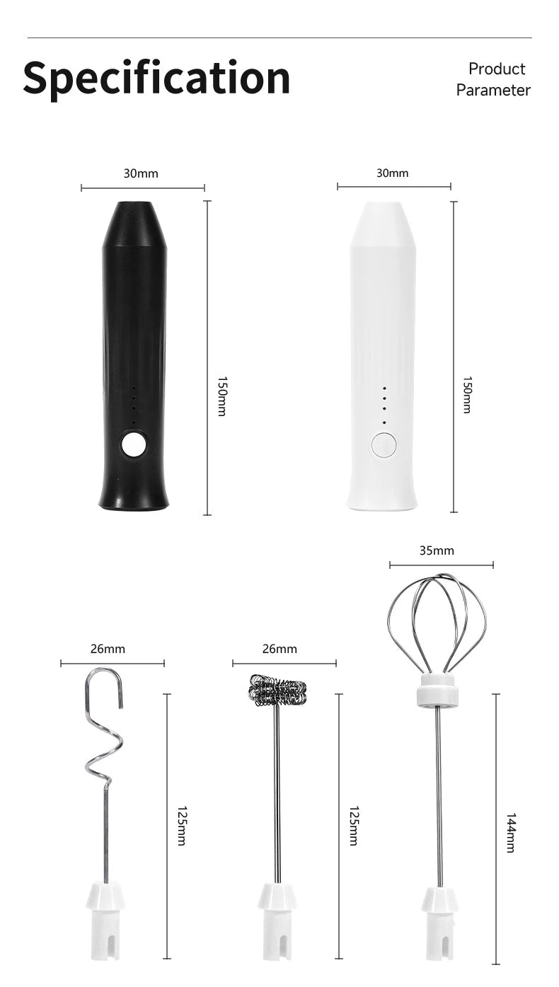 Cordless Electric Hand Mixer | Portable USB Rechargeable Blender for Kitchen