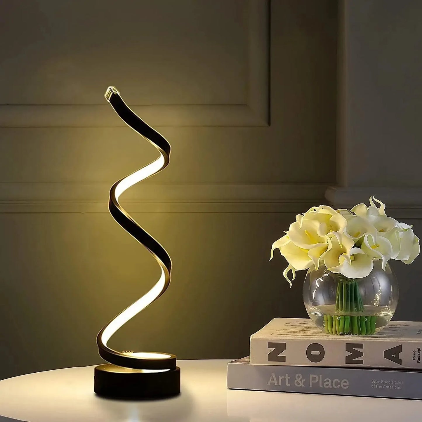 Modern Dimmable Spiral LED Table Lamp | Adjustable Brightness Night Light